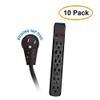 ACL 15 Feet Surge Protector, Flat Rotating Plug, 6 Outlet, Black Horizontal Outlets, Plastic, Power Cord, 10 Pack view 1