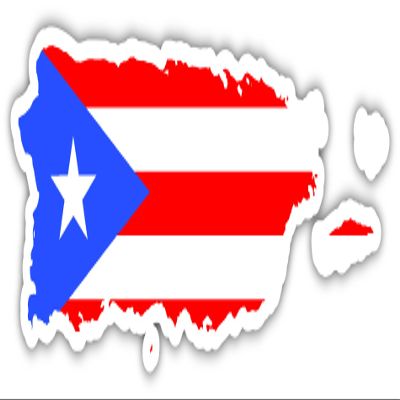 Puerto Rico State Shape Flag PR Borinquen Boricua American Sticker Decal 2x6 inches