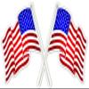 Double Proud US American Flag Crossing Vinyl Decal Bumper Sticker 4.5 X 9 view 1
