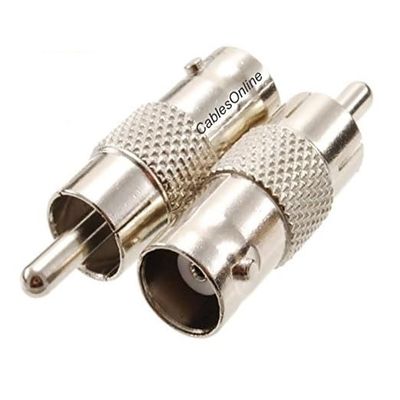 CablesOnline 2-Pack BNC Female to RCA Male 75ohm Coaxial Metal Adapter, AV-A01-2
