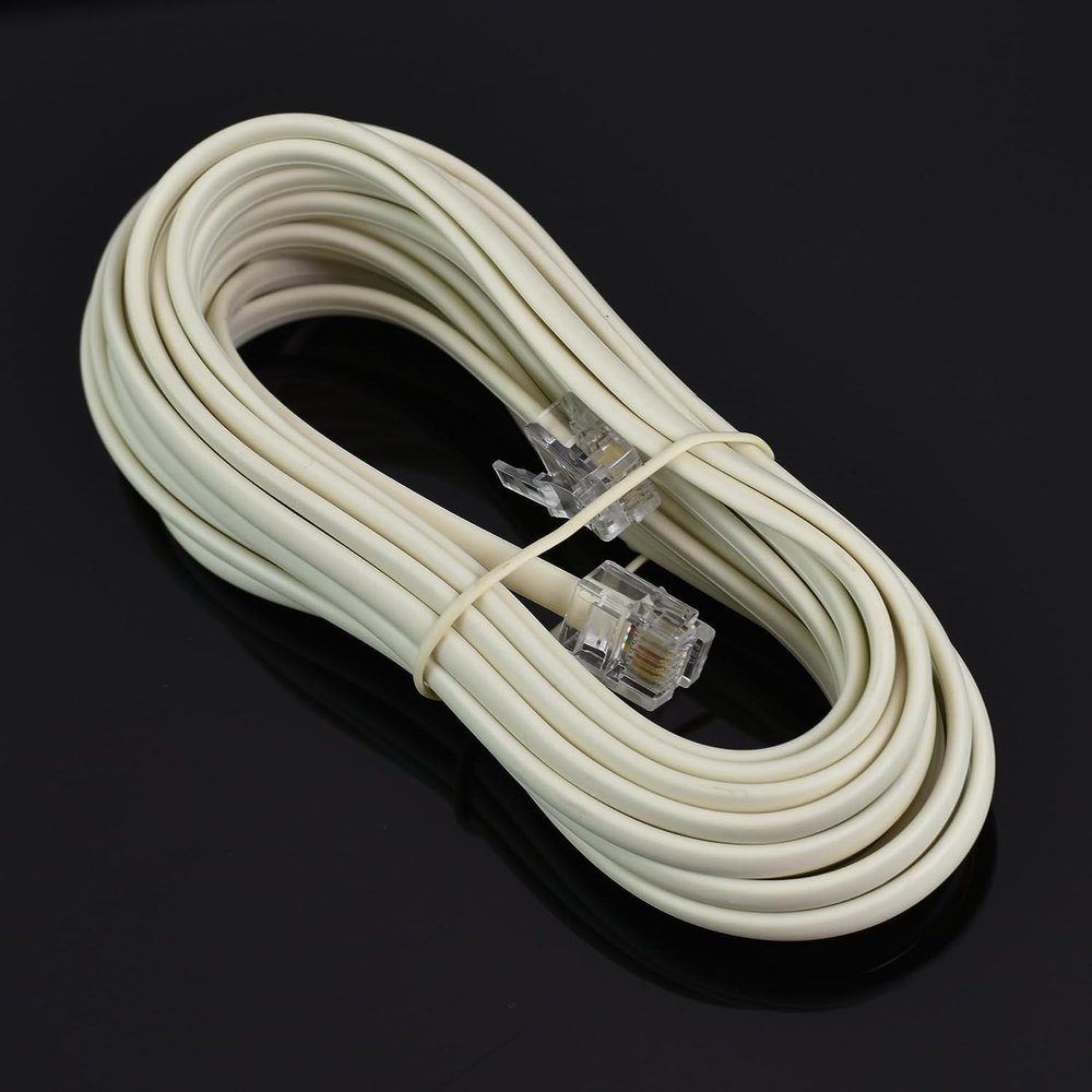 Conext Link RJ11 6P4C Modular Telephone Extension Cable Phone Cord Line Wire (25 Feet, Beige) 33211