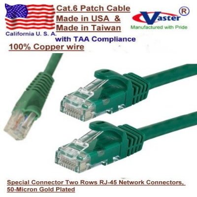 100 FT - UTP Cat.6 Ethernet Patch Cable - Pure Copper  UL CSA - Green