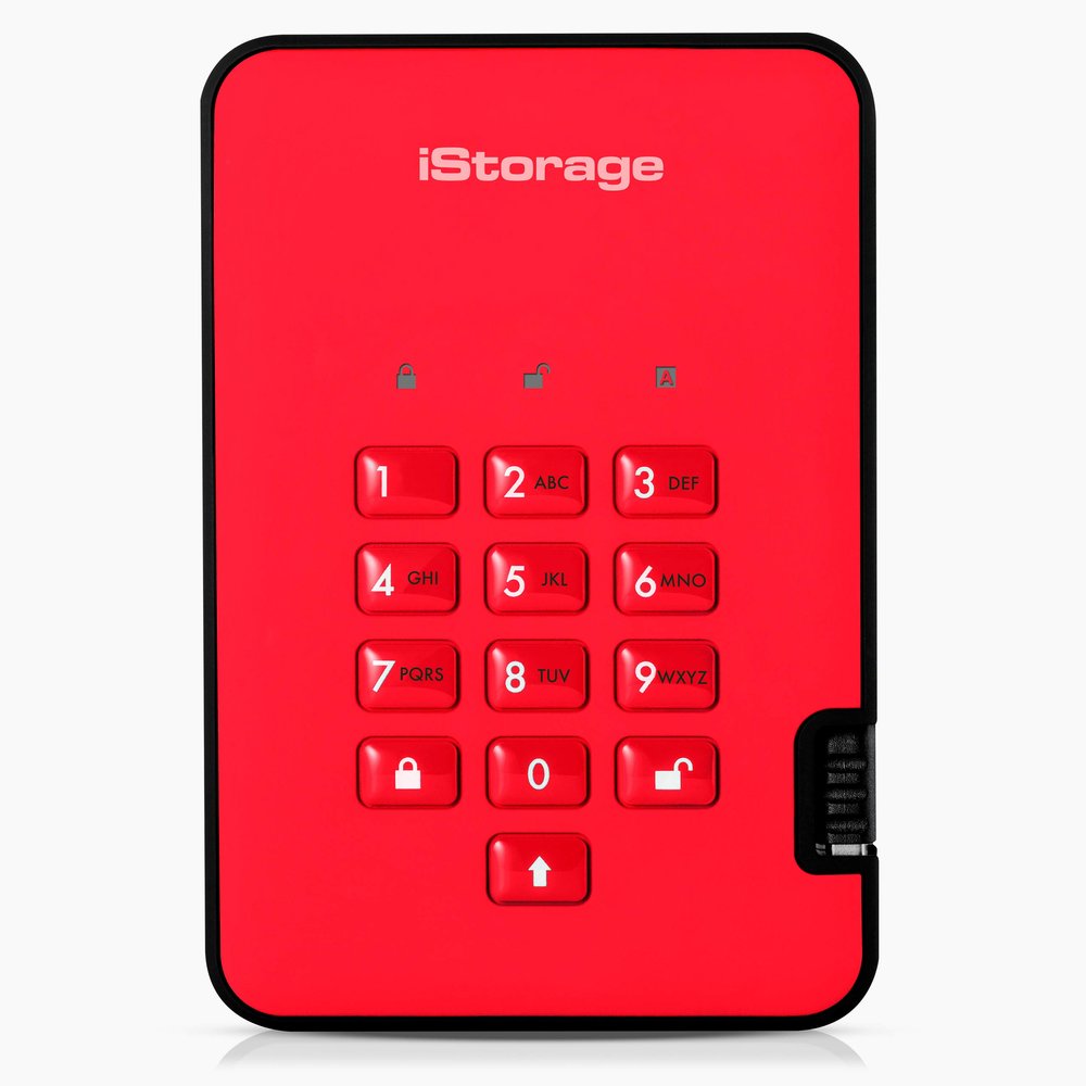 iStorage diskAshur2 SSD 2TB Red| Secure portable solid state drive | Password protected | Dust & water resistant | Hardware Encryption