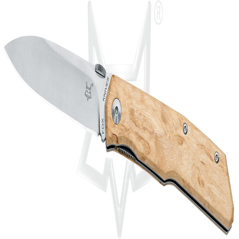 Fox 525 Liner Lock FX-525 BE Pocket Knife N690Co Stainless Steel and Birch Wood