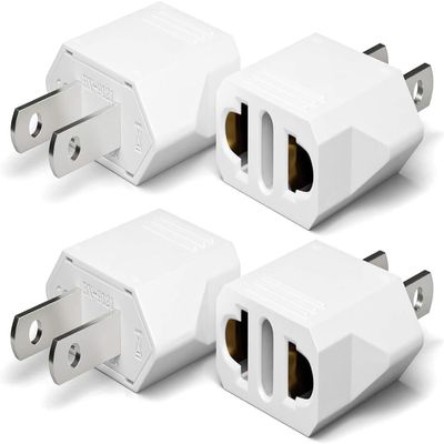 Unidapt US Plug Adapter, European to USA Travel Plug Adapter, Europe to America, Mexico, Japan, Canada Power Outlet Adapters Wall Plugs, Type A 4-Pack White