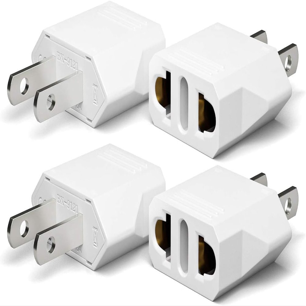 Unidapt US Plug Adapter, European to USA Travel Plug Adapter, Europe to America, Mexico, Japan, Canada Power Outlet Adapters Wall Plugs, Type A 4-Pack White