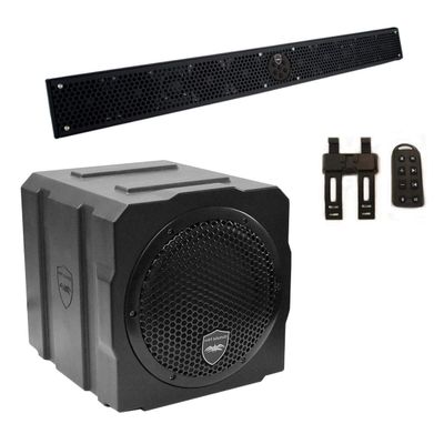 Wet Sounds Package - Black Stealth 10 Ultra HD Sound Bar w/Remote and AS-8 8" 350 Watt Powered Stealth Subwoofer