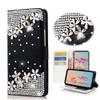 STENES Bling Phone Case Compatible with iPod Touch (6th Generation) Case - Stylish - 3D Handmade Bling Crystal Flowers Floral Desgin Wallet Credit Card Slots Fold Media Stand Leather Cover - Black view 1