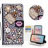STENES Bling Phone Case Compatible with iPod Touch (6th Generation) Case - Stylish - 3D Handmade Crystal Sexy Girls Bag High Heel Lips Wallet Credit Card Slots Fold Media Stand Leather Cover - Pink view 1