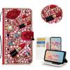 STENES Bling Phone Case Compatible with iPod Touch (6th Generation) Case - Stylish - 3D Handmade Crystal Girls Lipstick High Heel Flowers Wallet Credit Card Slots Fold Media Stand Leather Cover - Red view 1