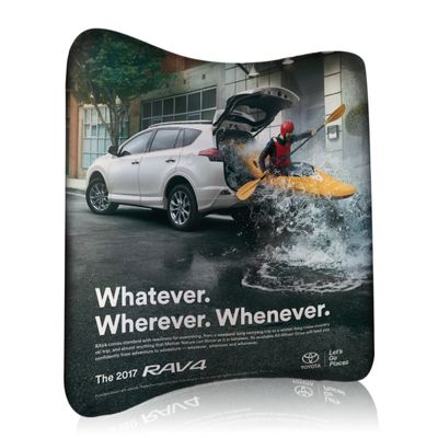 10' Curved Tension Fabric Display Backdrop with Custom Graphics Dye Sublimation Printed for Trade Show, Exhibition and Events