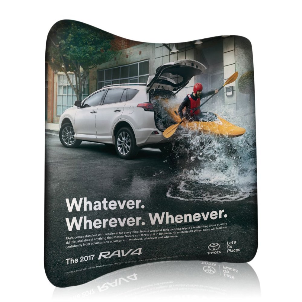 10' Curved Tension Fabric Display Backdrop with Custom Graphics Dye Sublimation Printed for Trade Show, Exhibition and Events