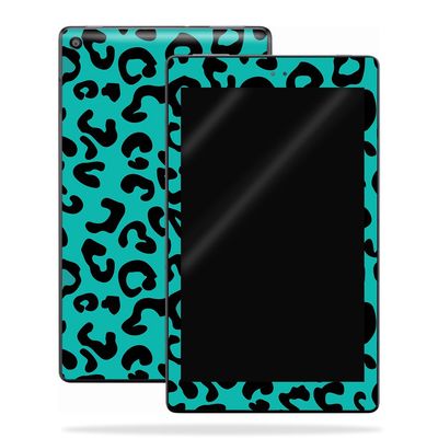 MightySkins Skin Compatible with Amazon Kindle Fire HD 10 (2017) - Teal Leopard | Protective, Durable, and Unique Vinyl Decal wrap Cover | Easy to Apply, Remove, and Change Styles | Made in The USA
