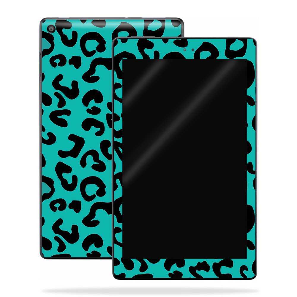 MightySkins Skin Compatible with Amazon Kindle Fire HD 10 (2017) - Teal Leopard | Protective, Durable, and Unique Vinyl Decal wrap Cover | Easy to Apply, Remove, and Change Styles | Made in The USA