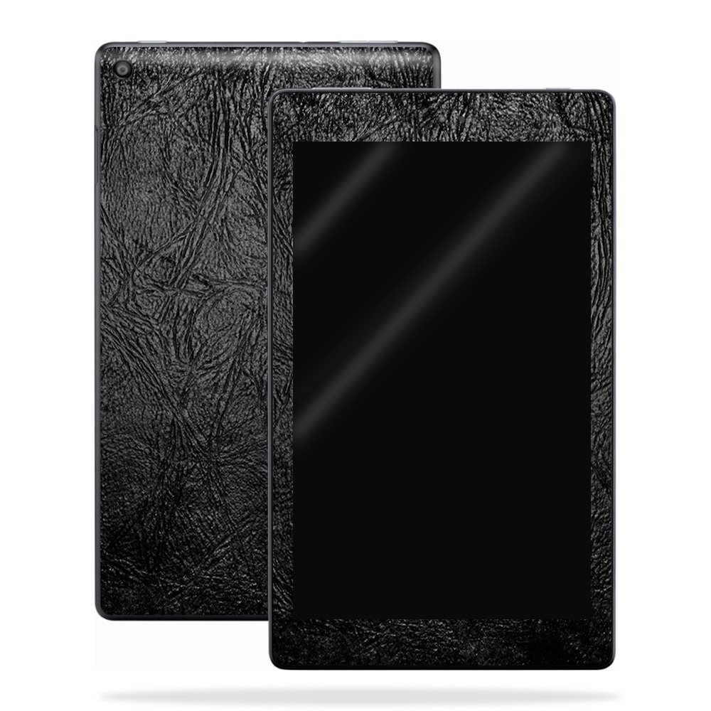 MightySkins Skin Compatible with Amazon Kindle Fire HD 8 (2017) - Black Leather | Protective, Durable, and Unique Vinyl Decal wrap Cover | Easy to Apply, Remove, and Change Styles | Made in The USA