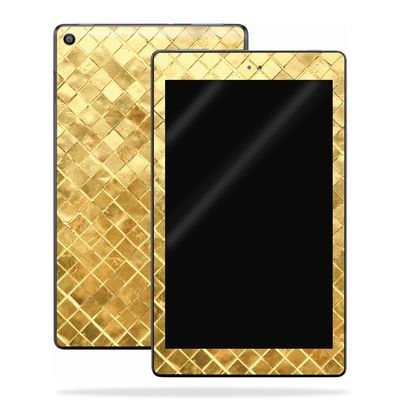 MightySkins Skin Compatible with Amazon Kindle Fire HD 10 (2017) - Gold Tiles | Protective, Durable, and Unique Vinyl Decal wrap Cover | Easy to Apply, Remove, and Change Styles | Made in The USA