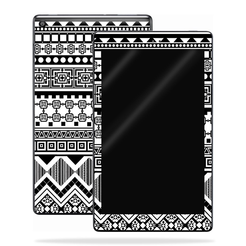 MightySkins Skin Compatible with Amazon Kindle Fire HD 8 (2017) - Black Aztec | Protective, Durable, and Unique Vinyl Decal wrap Cover | Easy to Apply, Remove, and Change Styles | Made in The USA