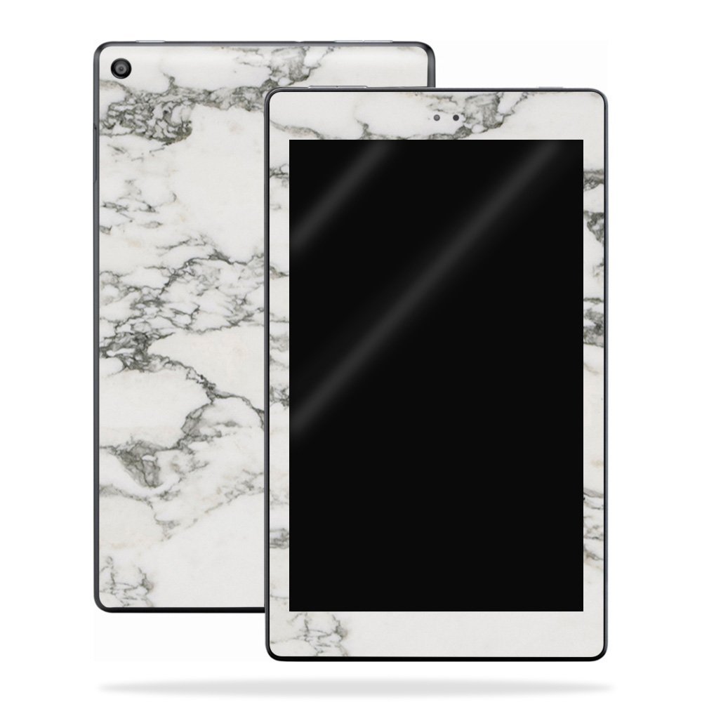 MightySkins Skin Compatible with Amazon Kindle Fire HD 10 (2017) - White Marble | Protective, Durable, and Unique Vinyl Decal wrap Cover | Easy to Apply, Remove, and Change Styles | Made in The USA