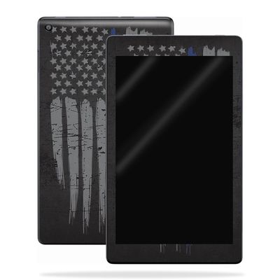 MightySkins Skin Compatible with Amazon Kindle Fire HD 10 (2017) - Thin Blue Line | Protective, Durable, and Unique Vinyl Decal wrap Cover | Easy to Apply, Remove, and Change Styles | Made in The USA
