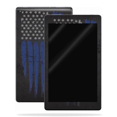 MightySkins Skin Compatible with Amazon Kindle Fire HD 10 (2017) - Thin White Line | Protective, Durable, and Unique Vinyl Decal wrap Cover | Easy to Apply, Remove | Made in The USA