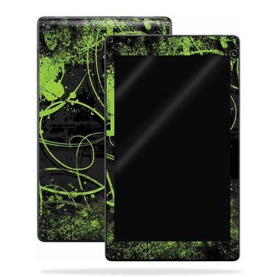 MightySkins Skin Compatible with Amazon Kindle Fire HD 10 (2017) - Green Distortion | Protective, Durable, and Unique Vinyl Decal wrap Cover | Easy to Apply, Remove | Made in The USA