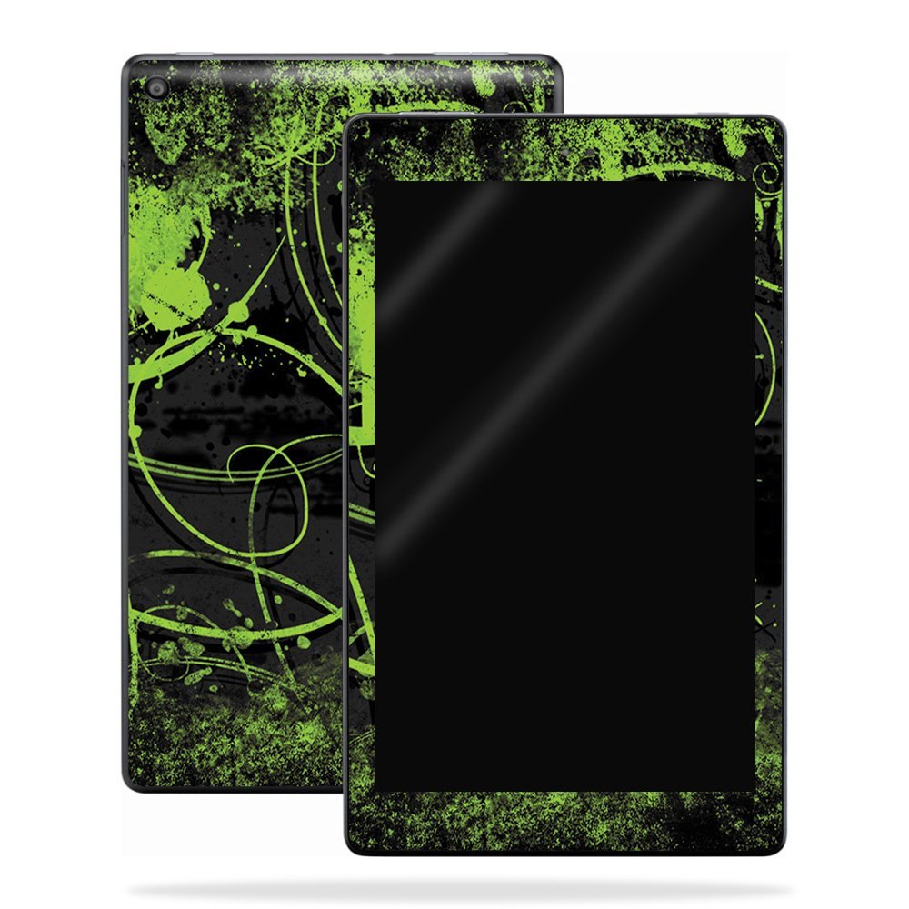 MightySkins Skin Compatible with Amazon Kindle Fire HD 10 (2017) - Green Distortion | Protective, Durable, and Unique Vinyl Decal wrap Cover | Easy to Apply, Remove | Made in The USA