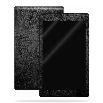 MightySkins Skin Compatible with Amazon Kindle Fire HD 10 (2017) - Black Leather | Protective, Durable, and Unique Vinyl Decal wrap Cover | Easy to Apply, Remove, and Change Styles | Made in The USA