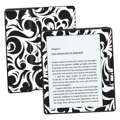 MightySkins Skin Compatible with Amazon Kindle Oasis 6" (8th Gen) - Swirly Black | Protective, Durable, and Unique Vinyl Decal wrap Cover | Easy to Apply, Remove, and Change Styles | Made in The USA