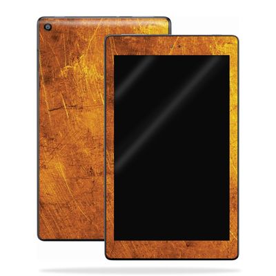 MightySkins Skin Compatible with Amazon Kindle Fire HD 10 (2017) - Textured Gold | Protective, Durable, and Unique Vinyl Decal wrap Cover | Easy to Apply, Remove, and Change Styles | Made in The USA
