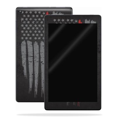 MightySkins Skin Compatible with Amazon Kindle Fire HD 10 (2017) - Thin Red Line | Protective, Durable, and Unique Vinyl Decal wrap Cover | Easy to Apply, Remove, and Change Styles | Made in The USA