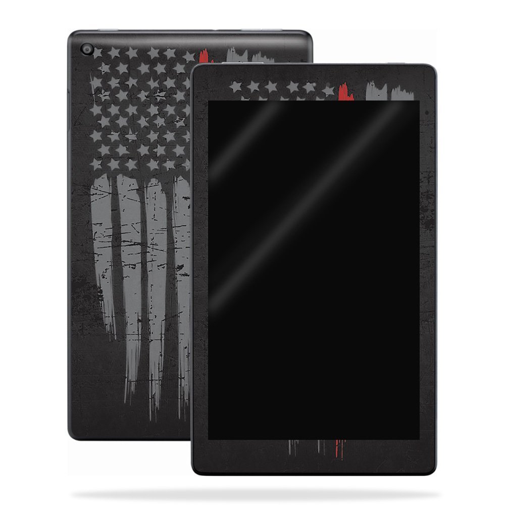 MightySkins Skin Compatible with Amazon Kindle Fire HD 10 (2017) - Thin Red Line | Protective, Durable, and Unique Vinyl Decal wrap Cover | Easy to Apply, Remove, and Change Styles | Made in The USA