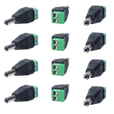 Cctv4Less Male Power Adapter Connector 5.5mm x 2.1mm for CCTV Security Camera, LED Light Strip, DC Barrel Jack Plug, 12V DC (10 PCS)