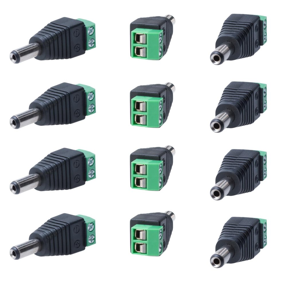 Cctv4Less Male Power Adapter Connector 5.5mm x 2.1mm for CCTV Security Camera, LED Light Strip, DC Barrel Jack Plug, 12V DC (10 PCS)