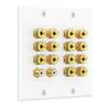 Cable Matters Double Gang 7.2 Speaker Wall Plate, Home Theater Wall Plate, Banana Plug Binding Post FacePlate, White view 1