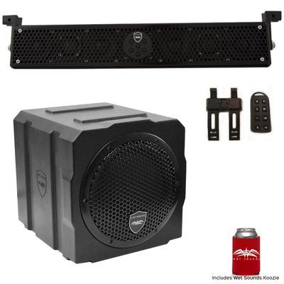Wet Sounds Package - Black Stealth 6 Ultra HD Sound Bar w/Remote and AS-8 8" 350 Watt Powered Stealth Subwoofer