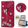 STENES Bling Phone Case Compatible with iPod Touch (6th Generation) Case - Stylish - 3D Handmade Bling Crystal S-Link Butterfly Floral Wallet Credit Card Slots Fold Media Stand Leather Cover - Red view 1