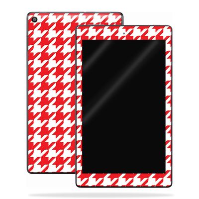 MightySkins Skin Compatible with Amazon Kindle Fire HD 10 (2017) - Red Houndstooth | Protective, Durable, and Unique Vinyl Decal wrap Cover | Easy to Apply, Remove | Made in The USA
