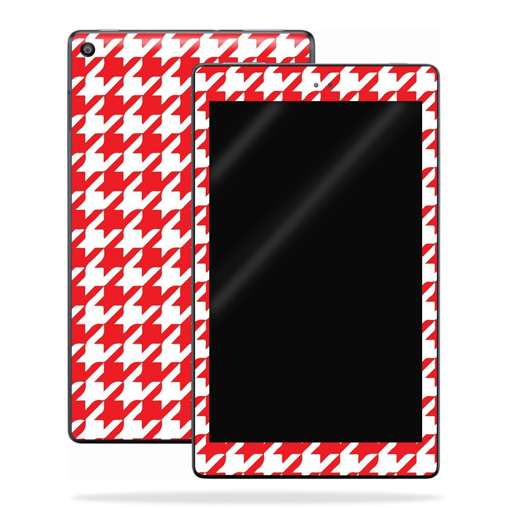 MightySkins Skin Compatible with Amazon Kindle Fire HD 10 (2017) - Red Houndstooth | Protective, Durable, and Unique Vinyl Decal wrap Cover | Easy to Apply, Remove | Made in The USA