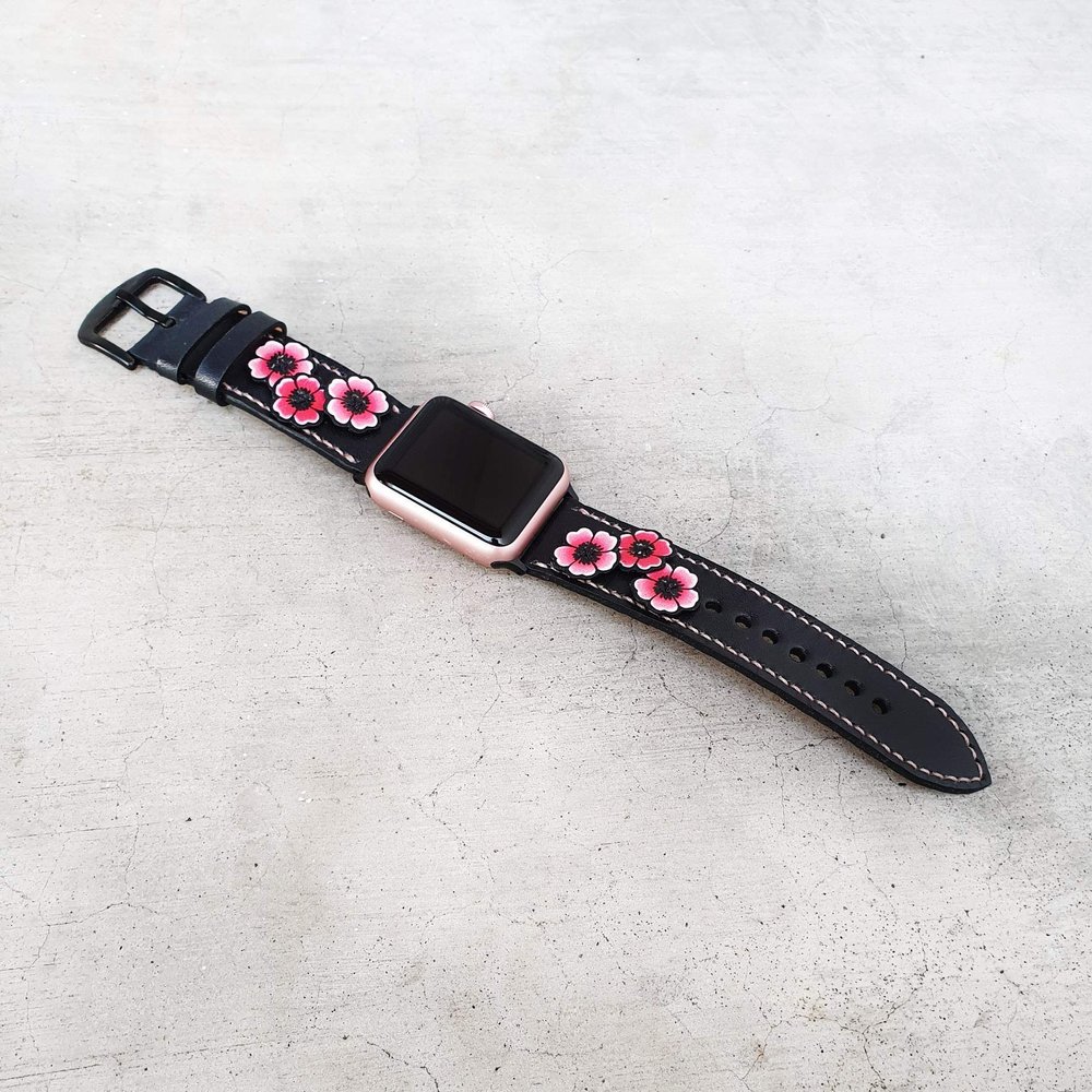 Apple watch series 5, Applique Basic Style Apple Watch Band 38mm 40mm 42mm 44mm Series 5, Series 4,Series 3 Series 2 Series 1,Hand-Stitched Handmade Apple Watch Leather