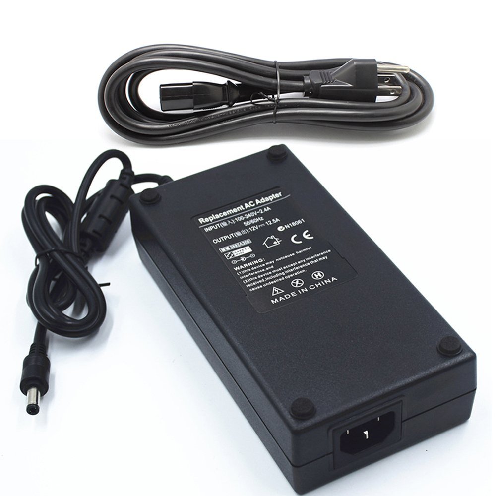12V 12.5A 150W AC/DC Power Supply Adapter Transformer Interface 5.5x2.5mm Suitable for Security equipment LCD LED lighting Communications equipment Digital products UL and FCC approved With Power Cord