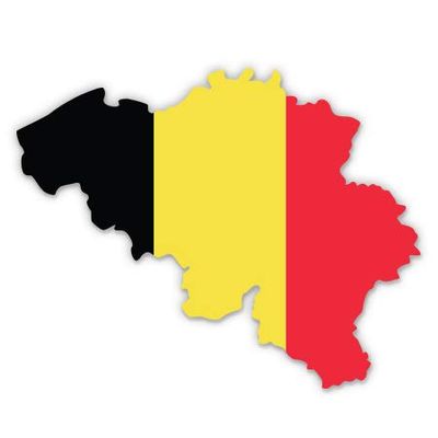 Belgium Map Flag Country Shape - 12" Vinyl Sticker Waterproof Decal