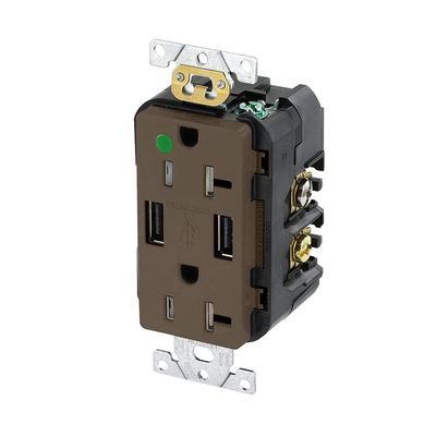 Leviton T5832-B BR Combi DUP REC/USB Charger 20A125V