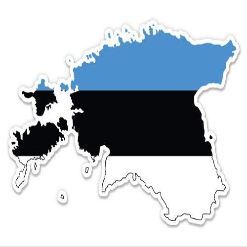 Estonia Map Flag Country Shape - 3" Vinyl Sticker - for Car Laptop I-Pad Phone Helmet Hard Hat - Waterproof Decal