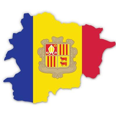 Andorra Map Flag Country Shape - 3" Vinyl Sticker - for Car Laptop I-Pad Phone Helmet Hard Hat - Waterproof Decal