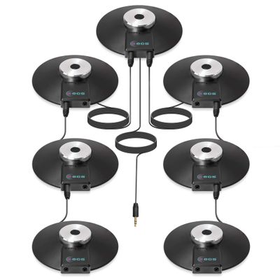 ECS WordForum 3.5mm TRS 360 Omnidirectional Stereo Conference Microphone for PC - with Daisy Chain Option, Condenser Mic for Teleconferencing - 7 Pack