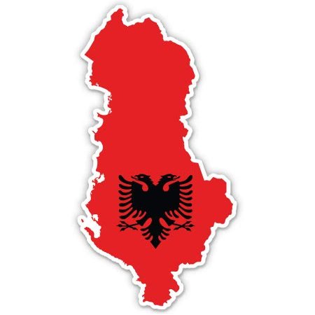 Albania Map Flag Country Shape - 8" Vinyl Sticker - for Car Laptop I-Pad - Waterproof Decal