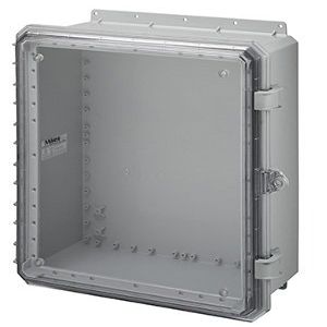 Mier Products 20x16x8 Polycarbonate air/dust/Water-Tight, Rust-Proof, NEMA 4X, Non-Metallic Enclosure with a Clear Door, Made in The USA