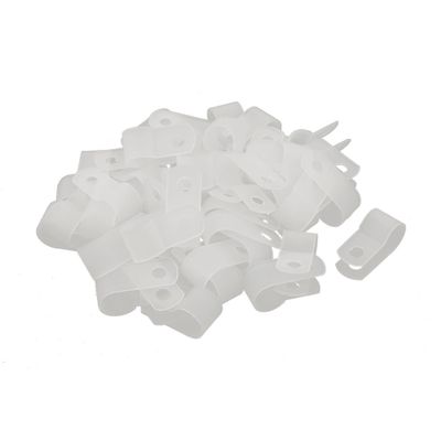 Aexit 50Pcs Nylon Track Lighting R Type 5/16" 8.4mm Cable Cord Wire Clamp Clip Connectors Fastener White