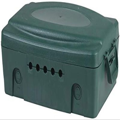 Radio Parts HB6173 Outdoor Powerboard Enclosure - IP54 Weatherproof - Green Metal Alloy - Wall-Mountable - Lockable - 1 Unit