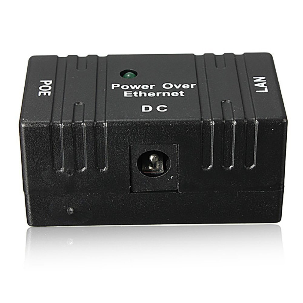 10/100 Mbp Passive POE DC Power Over Ethernet RJ-45 Injector Splitter Wall Mount Adapter for IP Camera LAN Network (Black)